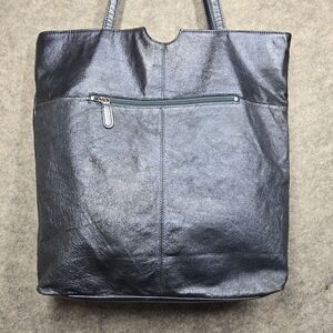 Wilsons Leather Genuine Leather Metallic Blue Tote Bag Large Shoulder Purse